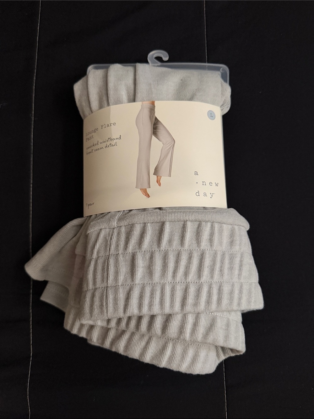 a new day Light Gray Ribbed Lounge Flare Pants - Cozy Knit